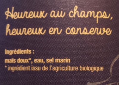 Maïs doux bio - Ingrédients