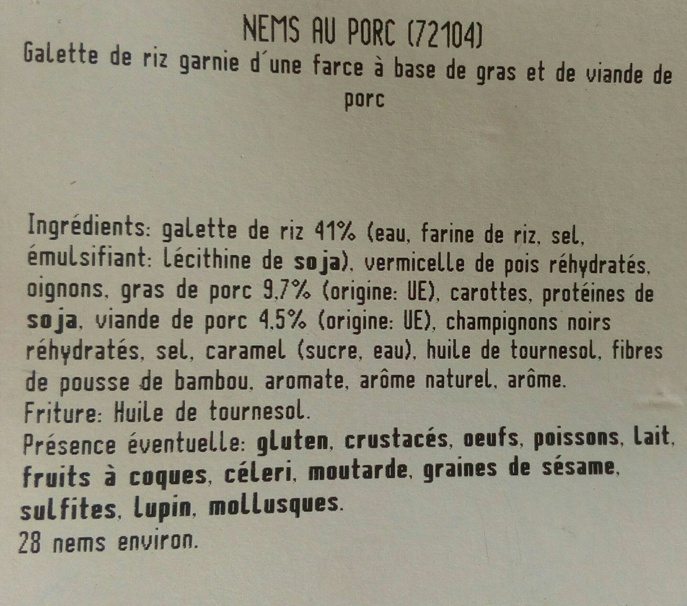 Mini nems au porc - Ingredients - fr