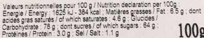 Caramels beurre sale - Nutrition facts - fr