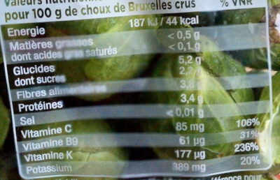 Choux de Bruxelles - Valori nutrizionali - fr