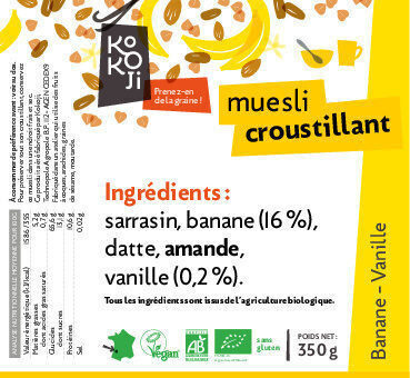 Muesli croustillant banane-vanille Kokoji - Produit