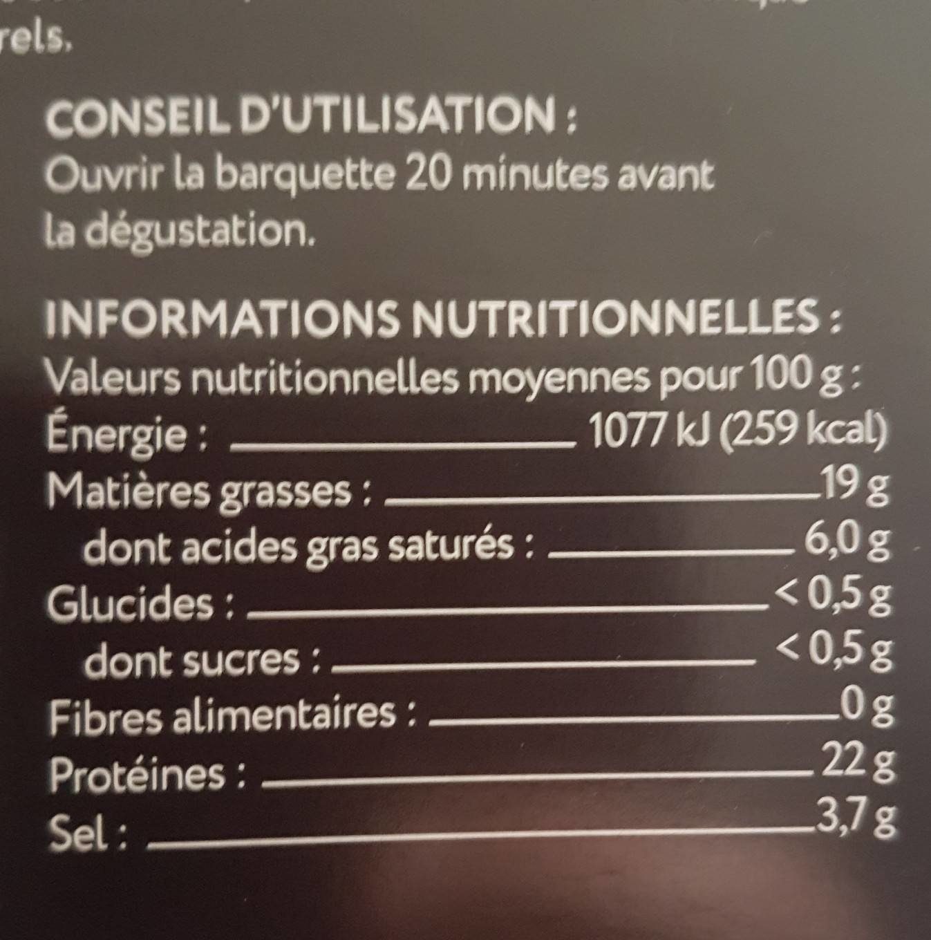 Jambon ibérique - Nutrition facts - fr