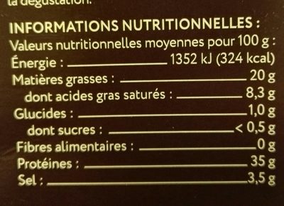Lomo de bellota 100% iberico 80g - Nutrition facts - fr