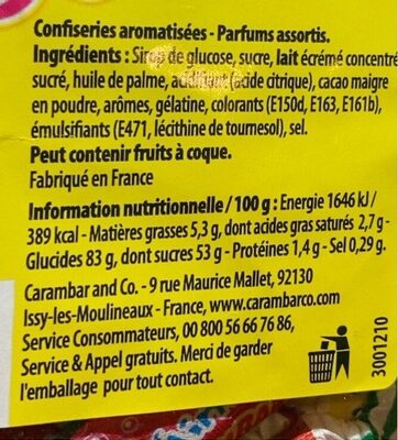 Carambar minis mix - Nutrition facts - fr