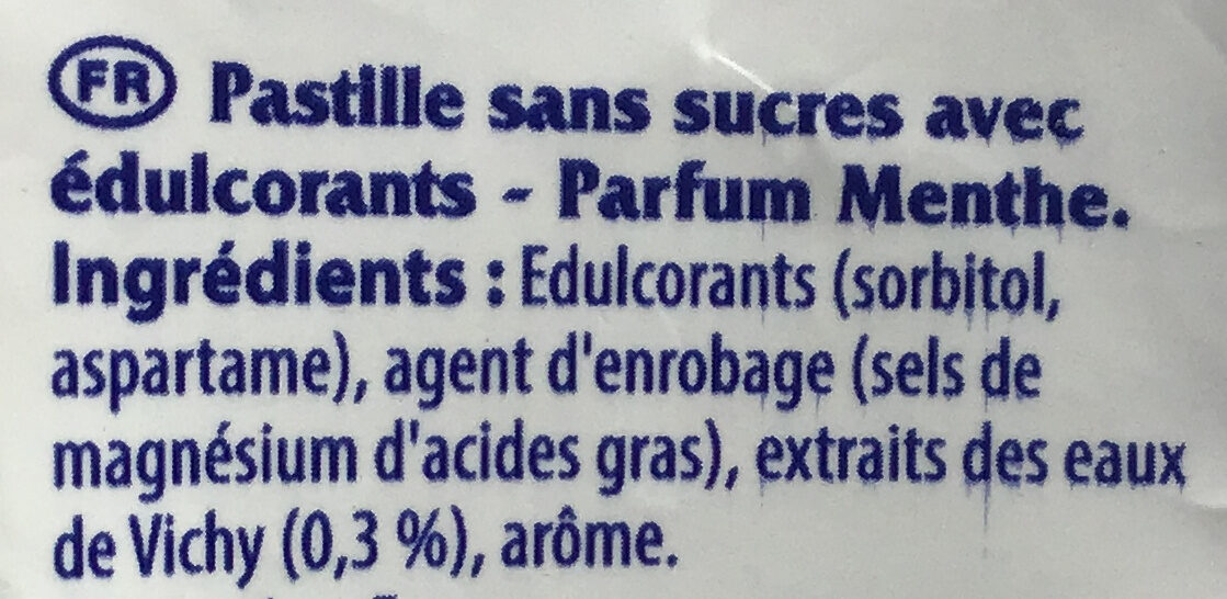 Vichy Parfum menthe sans sucre - Ingredienser - fr