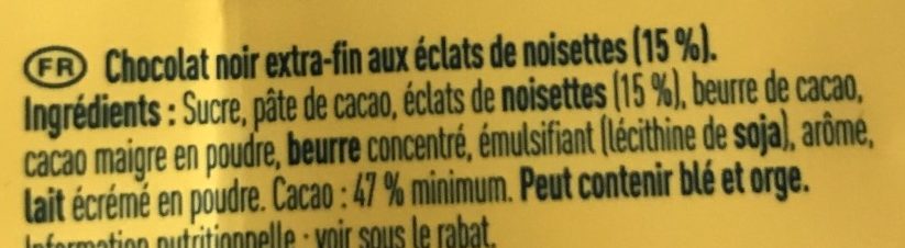 Noir extra noisettes - Ingrediënten - fr