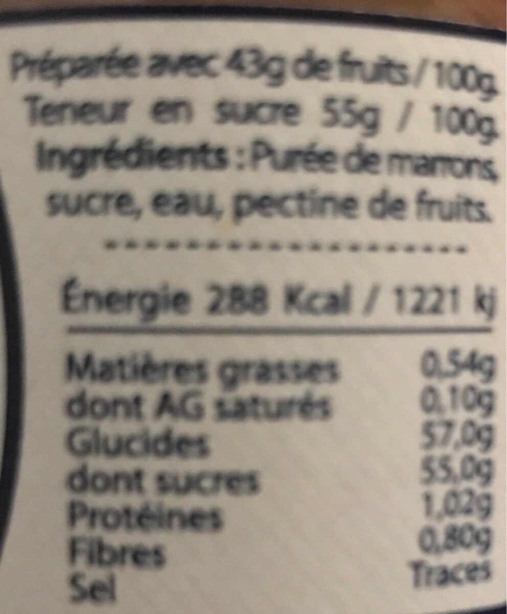 Creme marron - Voedingswaarden - fr
