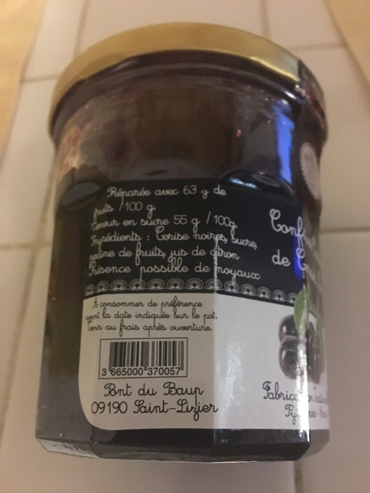 Confiture extra de cerises noires - Ingrediënten - fr