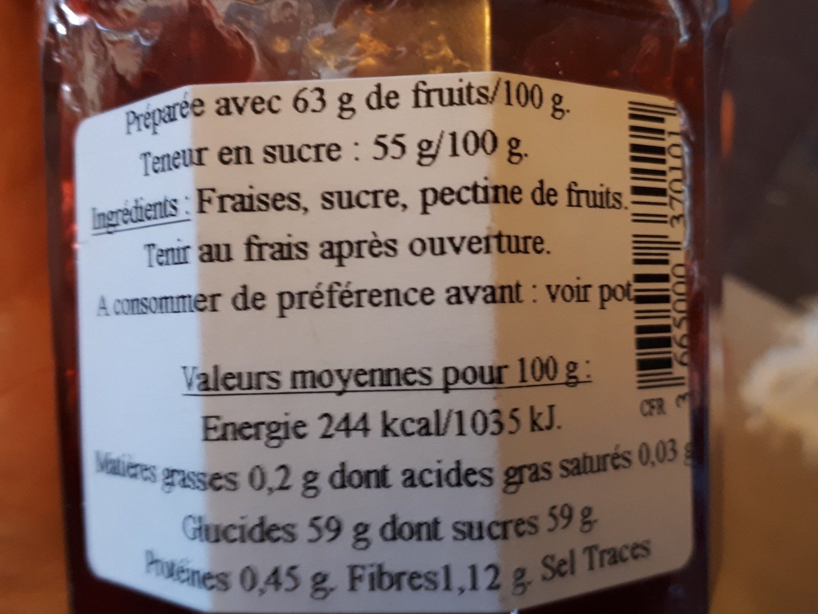 Confiture de fraise - Ingrediënten - fr