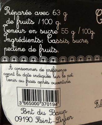 Confiture Mûre sauvage - Ingrediënten - fr