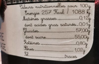 Confiture Mûre sauvage - Nutrition facts - fr
