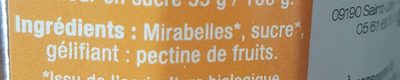 Confiture extra de mirabelles - Ingredienser - fr