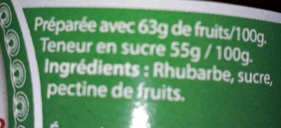 Confiture extra rhubarbe - Ingrediënten - fr