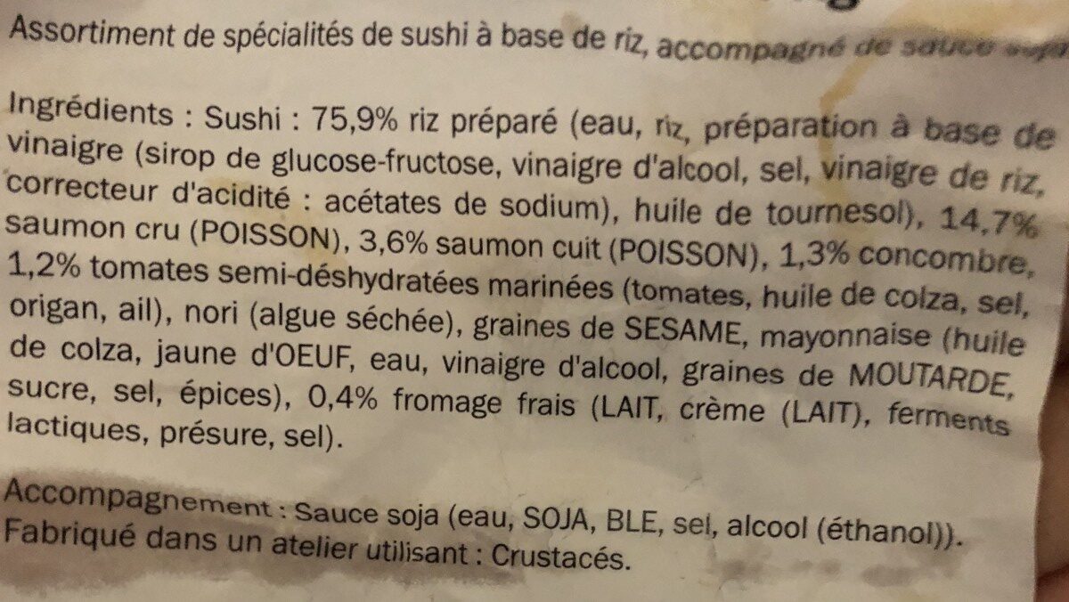 Sushi 7 pièces - Ingrédients
