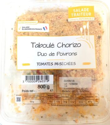 Taboulé chorizo duo de poivrons tomates mi-séchées - Recycling instructions and/or packaging information - fr