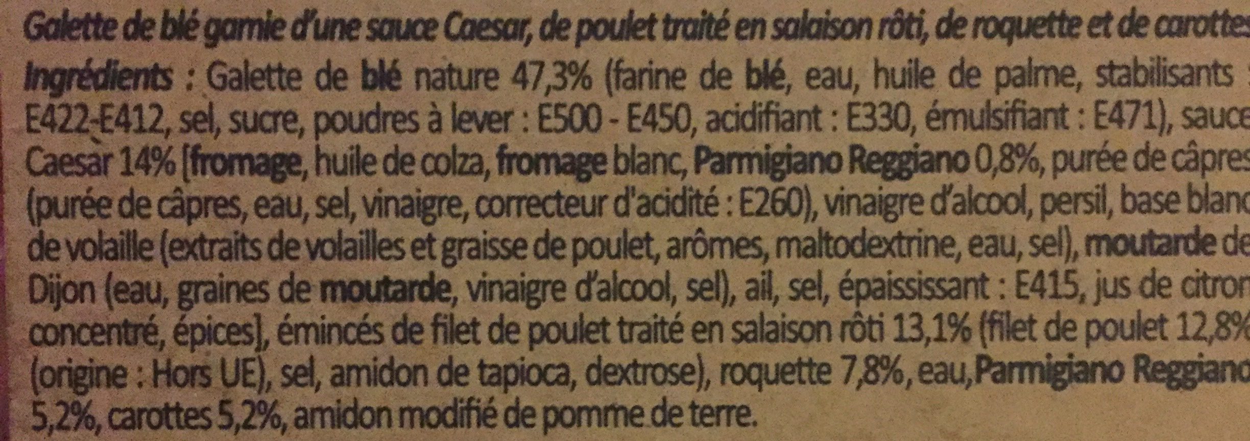 Côté Wrap Poulet Caesar - Ingrédients