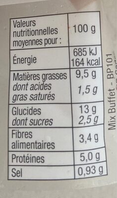 Céréales boulgour - Näringsfakta - fr