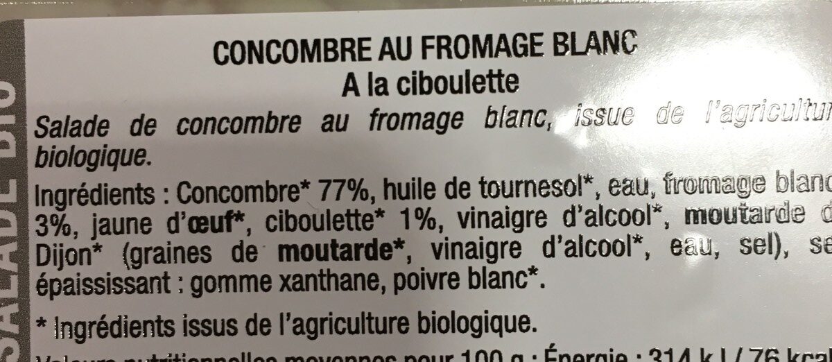 CONCOMBRES BIO - Ingrediënten - fr