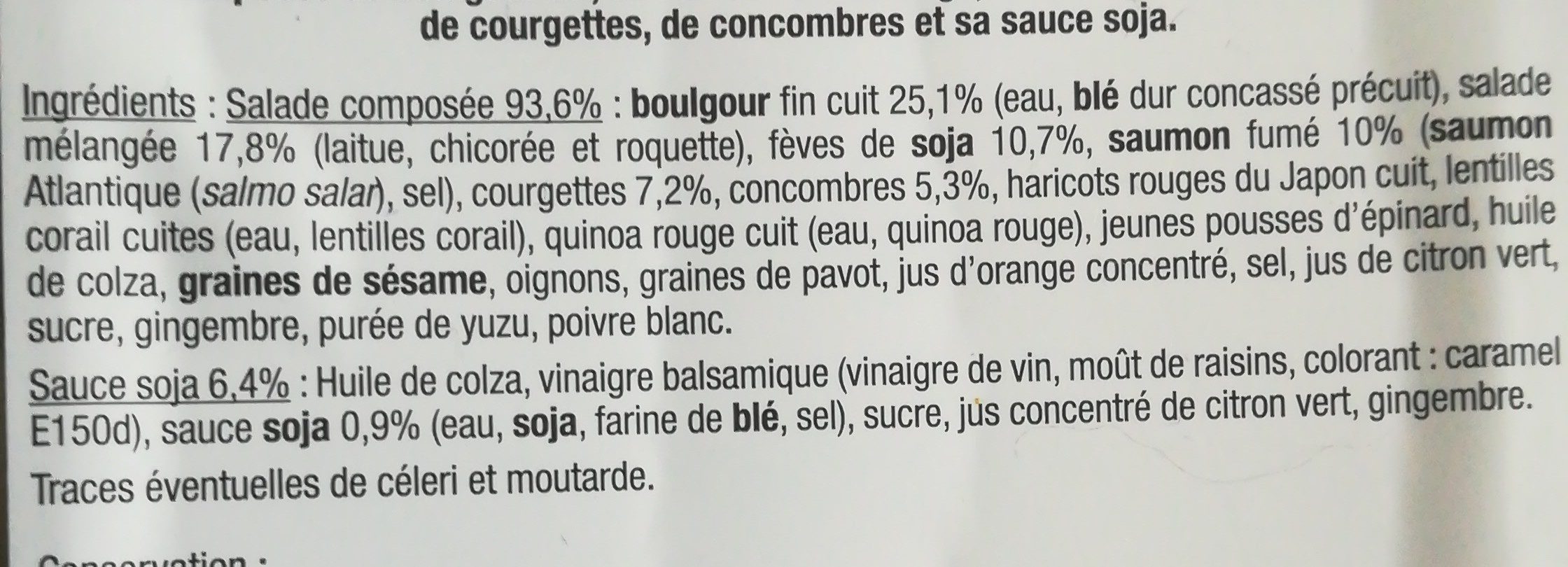 Salade Saumon fumé céréales - Ingredients - fr