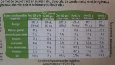 Salade Coffret Poulet Avocat MIX - Näringsfakta - fr