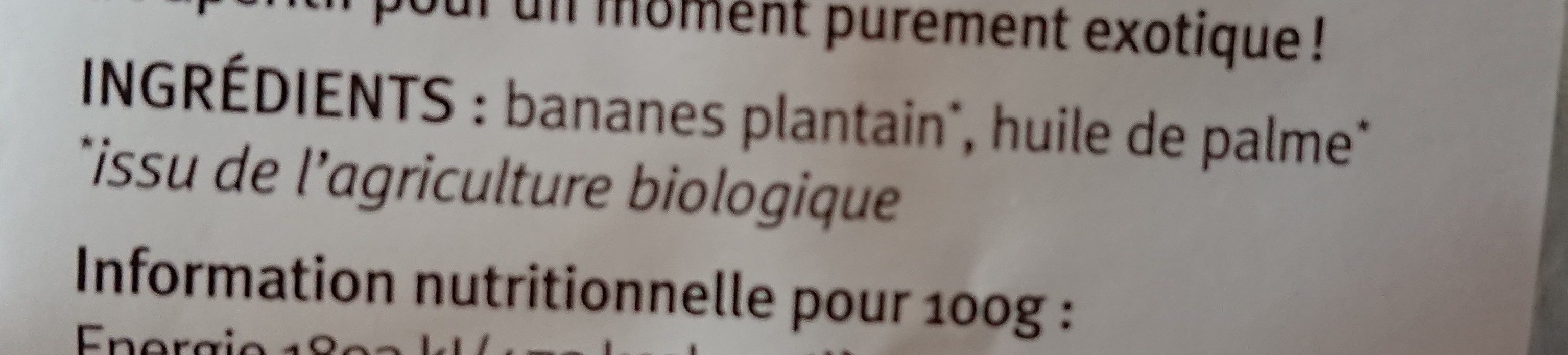 Lamelles De Bananes Plantain Douces Bio 55G - Ingredients - fr
