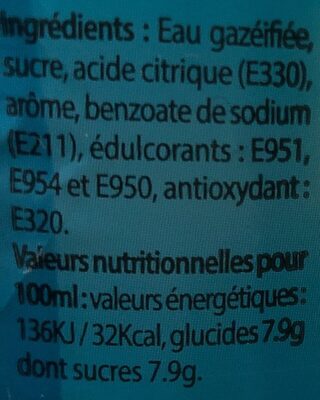 LA GAZELLE LIMONADE - Nutrition facts - fr