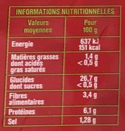 6 galettes de blé noir - Tableau nutritionnel