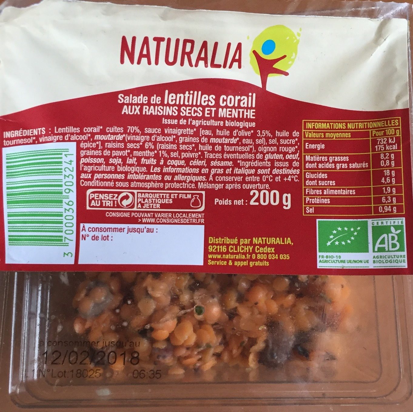 Salade de Lentille Corail aux raisins secs et menthe - Producto - fr