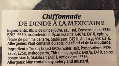 Chiffonade de dinde a la mexicaine - Ingrédients