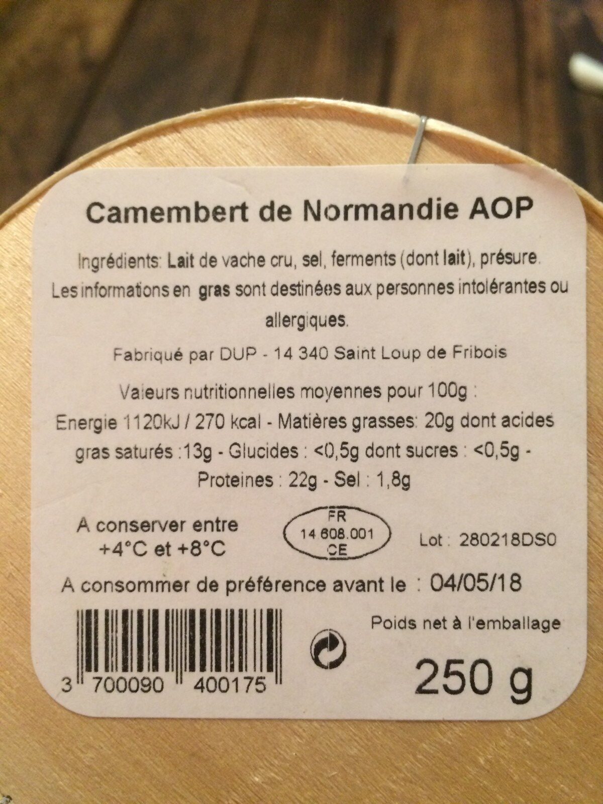 Camembert de Normandie AOP - Ingredients - fr