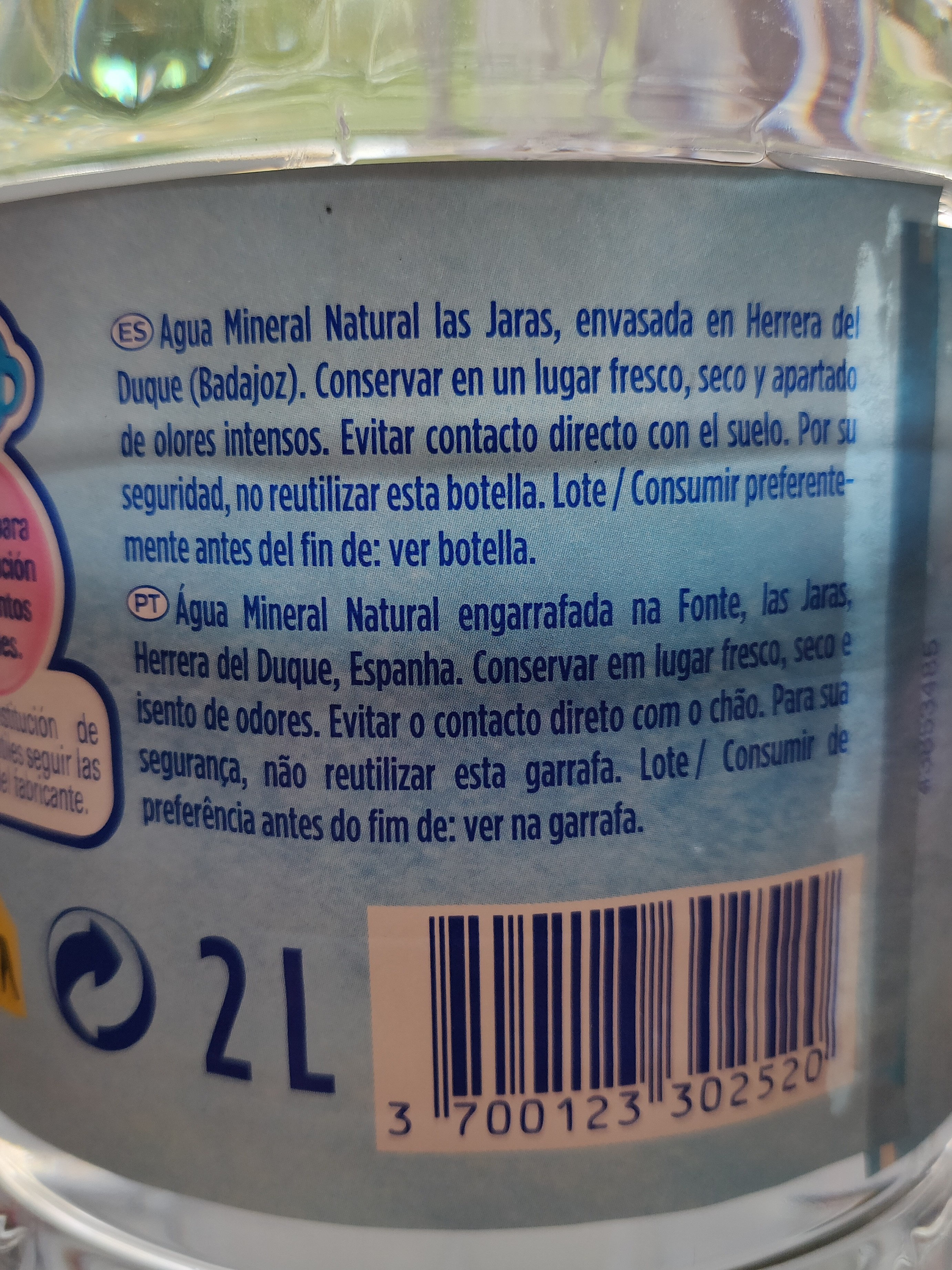Agua mineral de manantial - Ingredientes