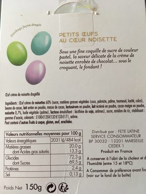 Cœur de Noisette - Ingredients - fr