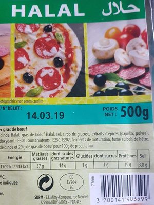 Pizza salami de dinde - Ingrédients