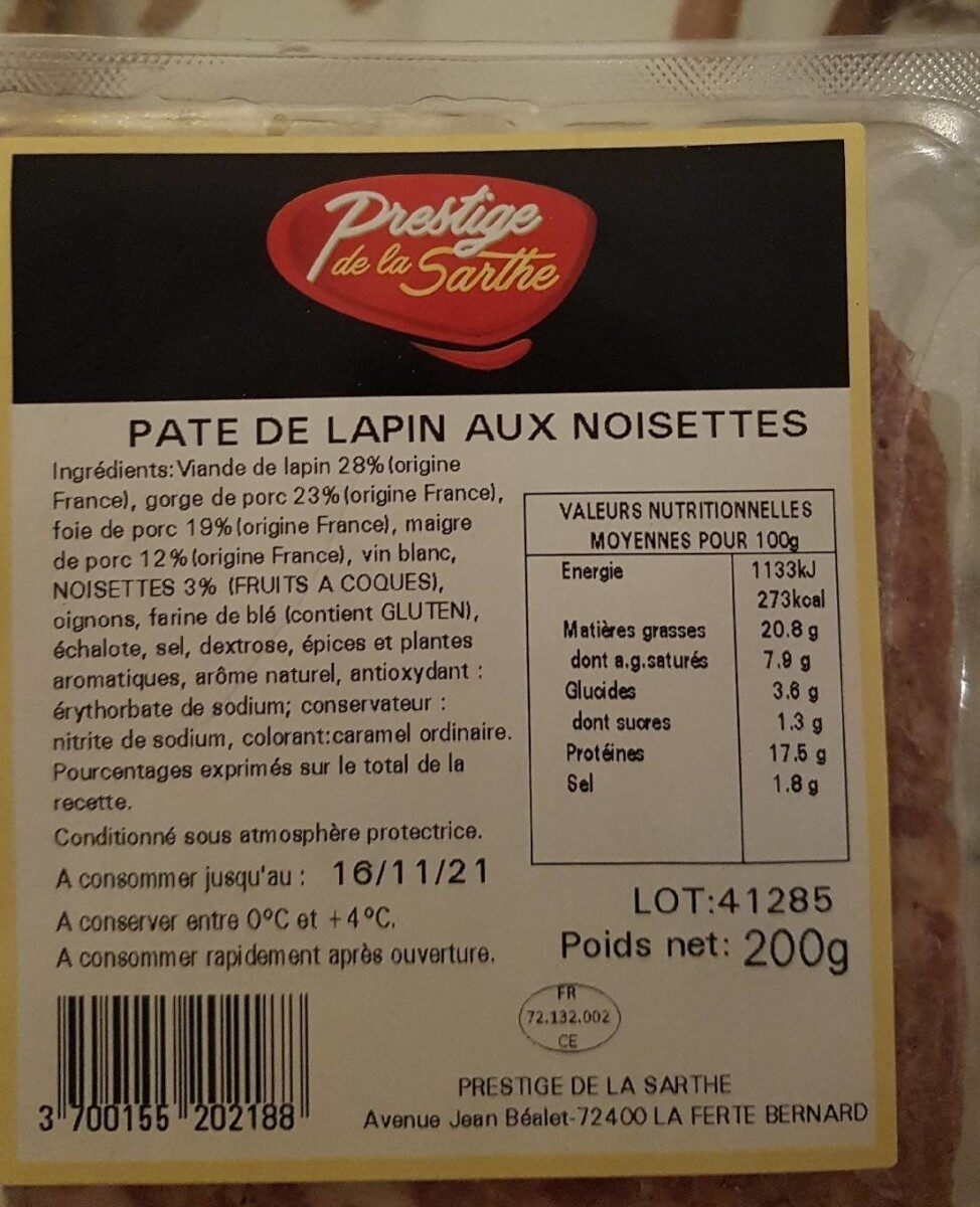 Paté de lapin aux noisettes - Product - fr