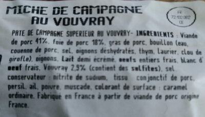 Miche de campagne au vouvray - Ingredients - fr