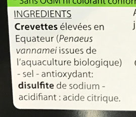 Crevettes bio - Ingrédients