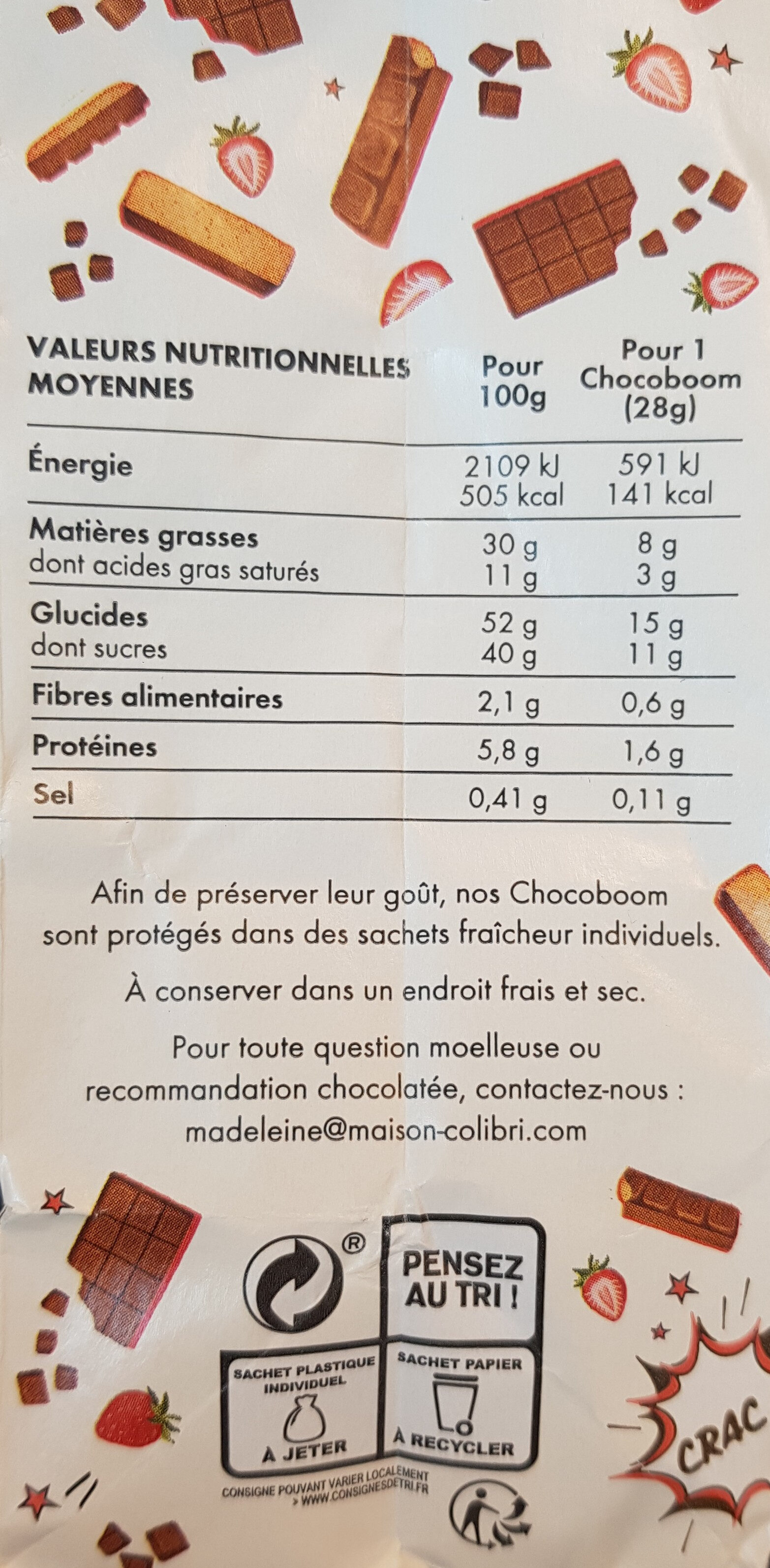 Chocoboom Fraise - Tableau nutritionnel