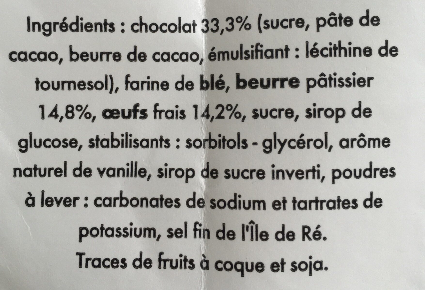 La madeleine coque chocolat - Ingrédients
