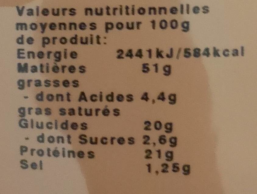 Graines De Tournesol Fruidelys - Nutrition facts - fr