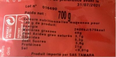Amandes crues carmel - Nutrition facts - fr