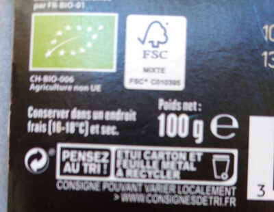 Chocolat noir éclats de menthe - Recyclinginstructies en / of verpakkingsinformatie - fr