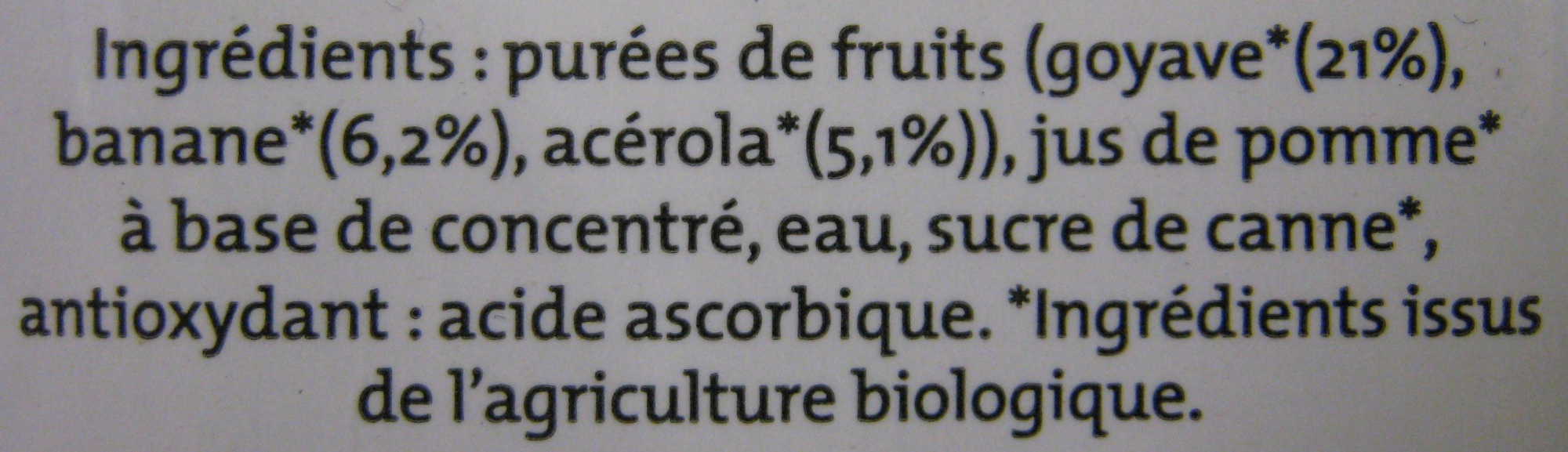 Nectar banane goyave acérola bio - Ingredients - fr