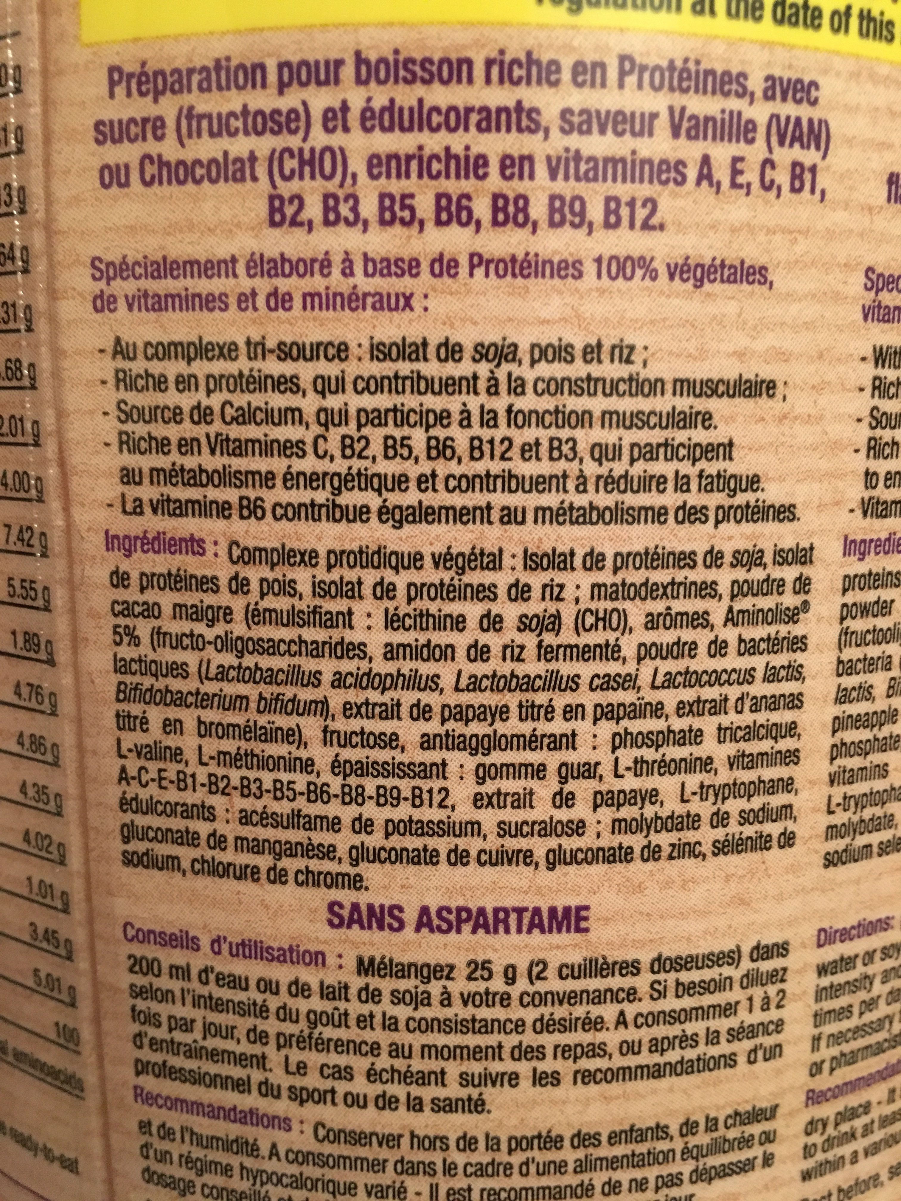 Vegetal Protein Chocolat - 750 G - STC Nutrition - Ingredients - fr