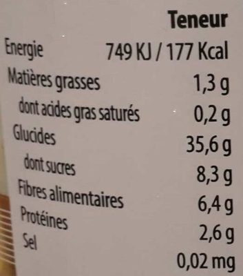 Marrons Entiers - Nutrition facts - fr