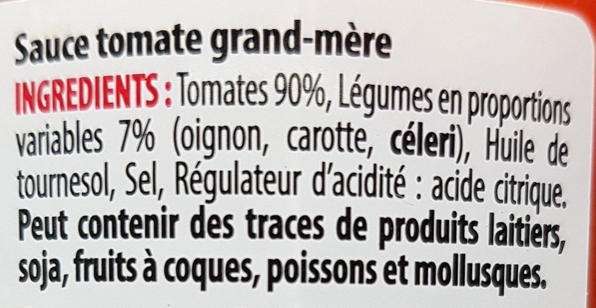 Sauce tomate🍅 grand mere - Ingredients - fr