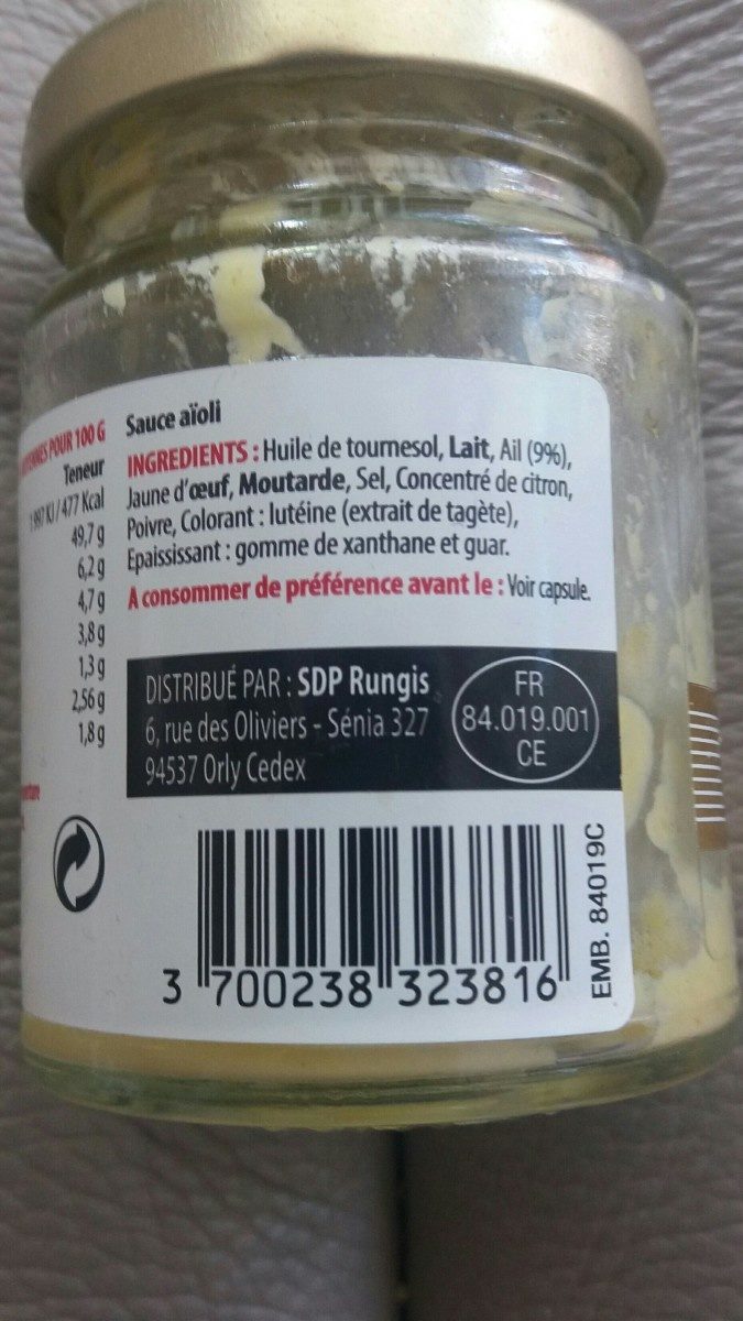 Sauce  aïoli - Ingredients - fr