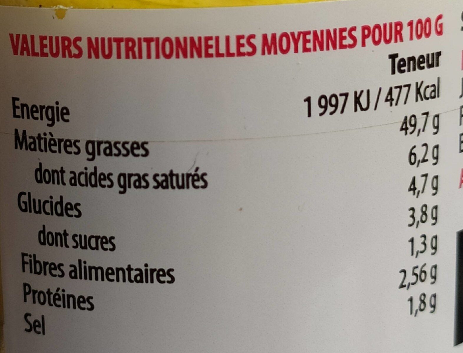 Sauce  aïoli - Nutrition facts - fr