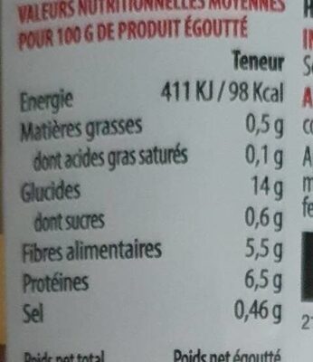 Haricots blancs préparés - Nutrition facts - fr