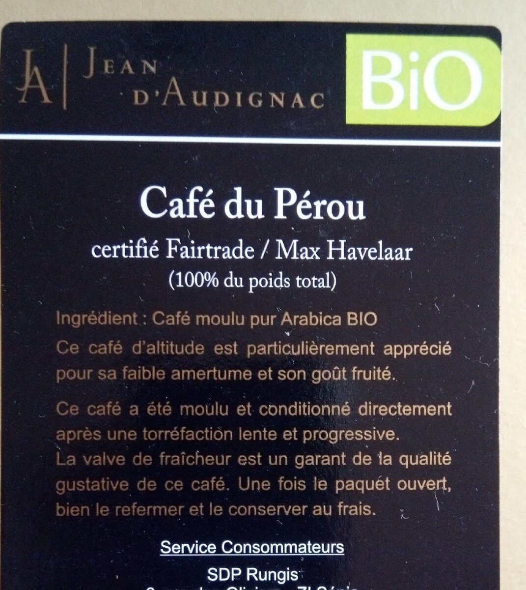 Café arabica - Nutrition facts - fr
