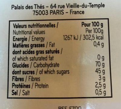Pain d’épices au gingembre - Nutrition facts - fr